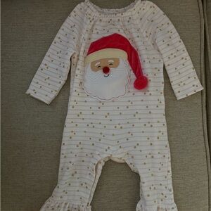 Mud Pie Santa Polka Dot Kids Footie